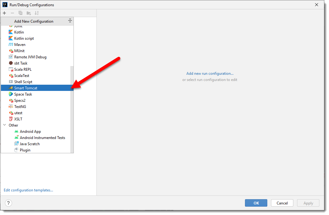 IntelliJ Select Smart Tomcat Configuration
