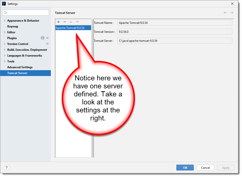 Define Tomcat Server Location