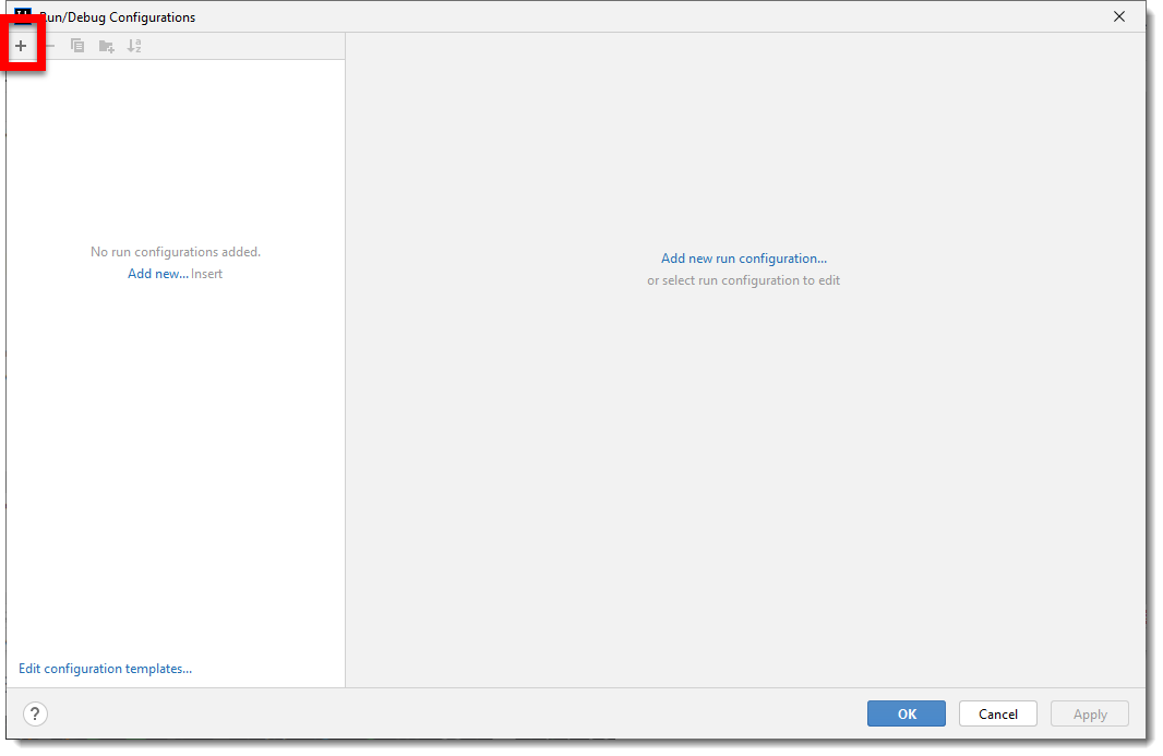 IntelliJ Run/Debug Configuration Add New