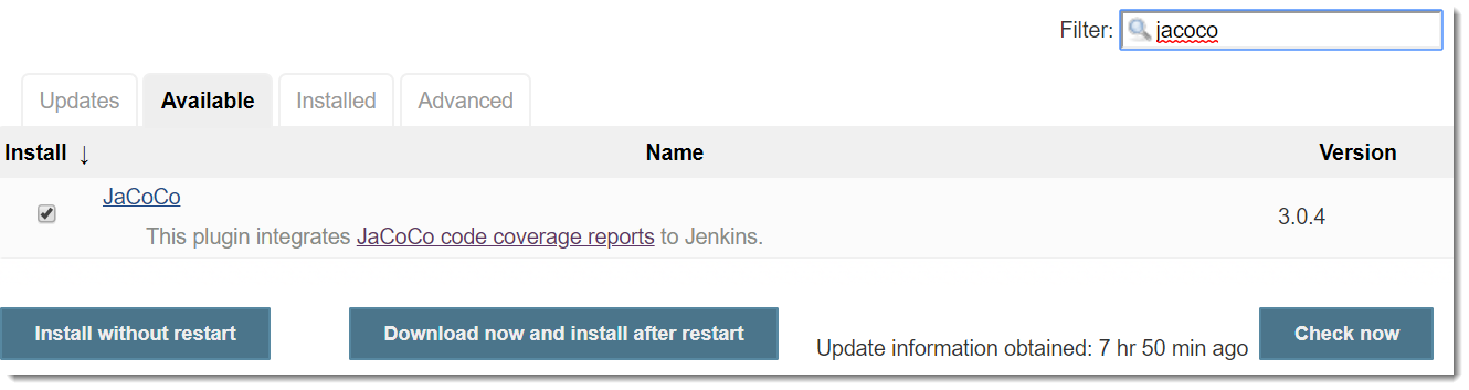 Jenkins Plugin JaCoCo