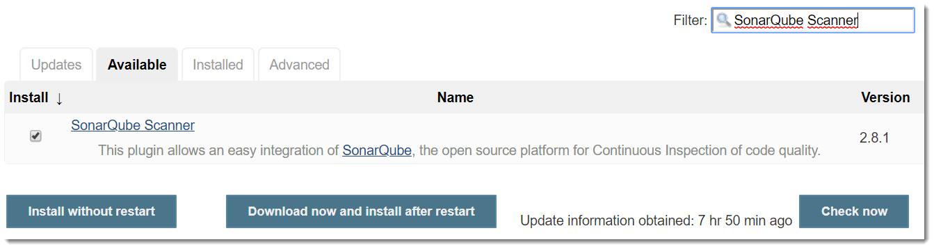 Jenkins Plugin SonarQube Scanner