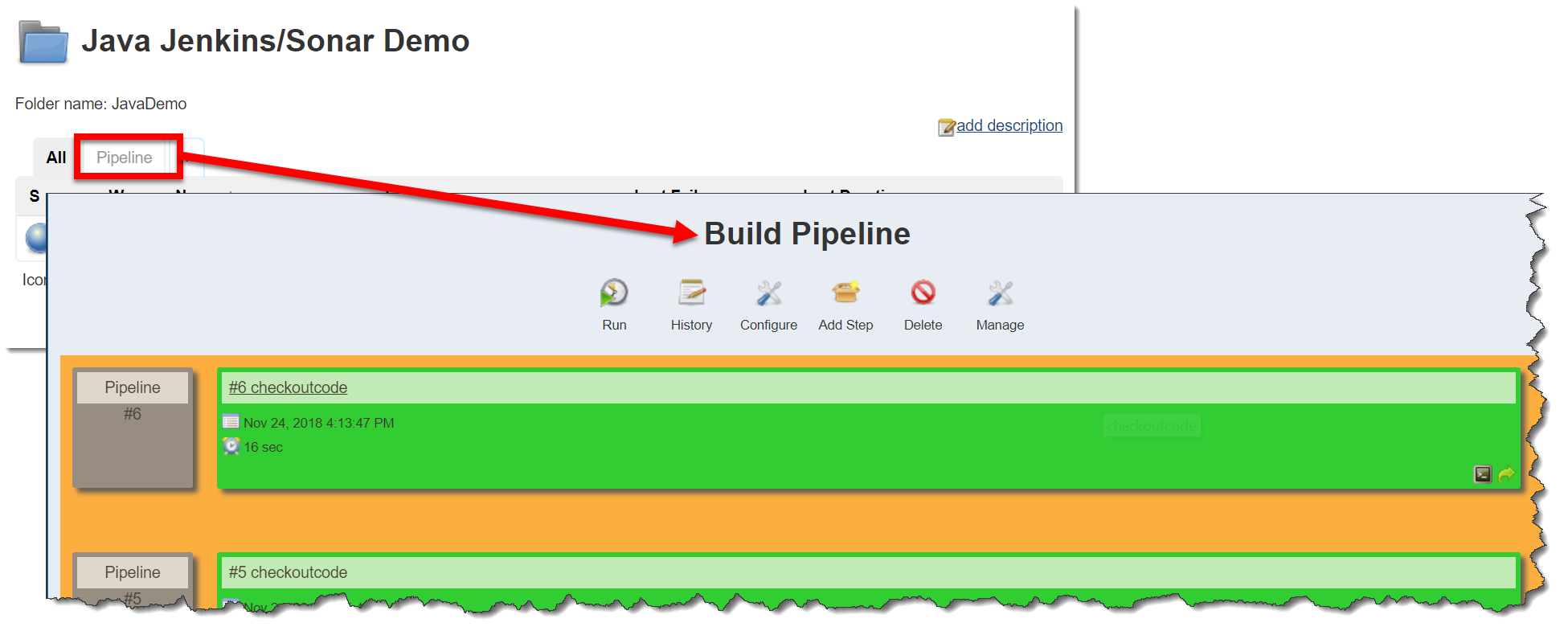 Jenkins Link to Pipeline