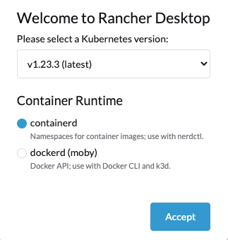 Rancher Desktop First Time