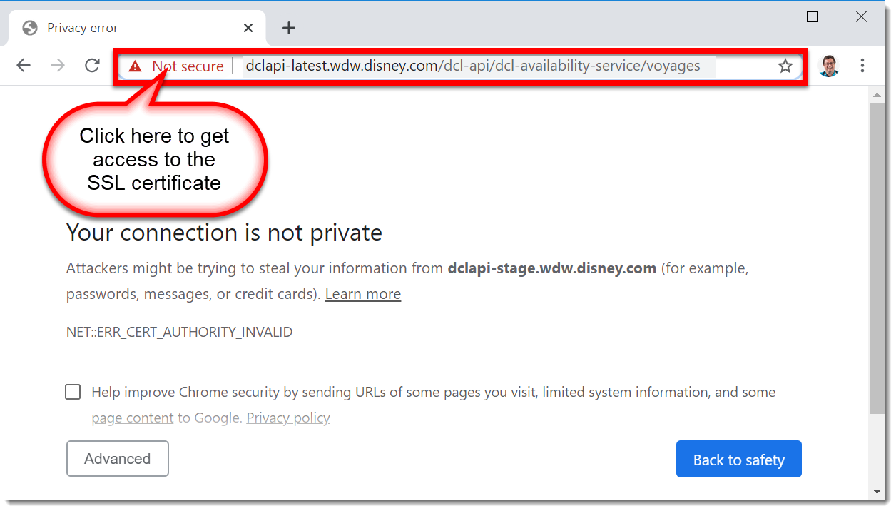 Google Chrome Grab SSL Certificate