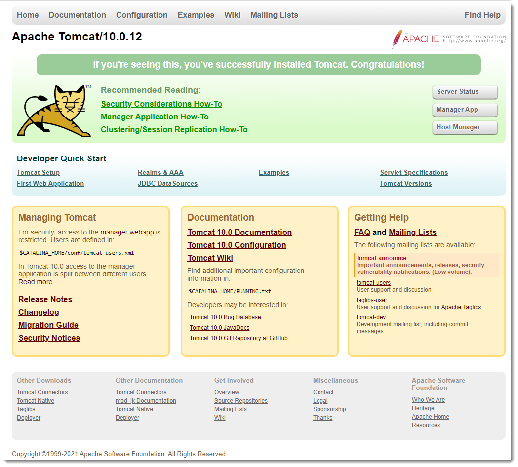 Tomcat Server Page