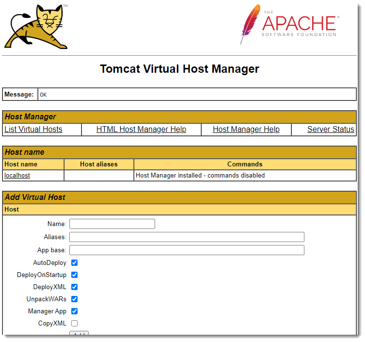 Tomcat Virtal Host Manager